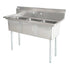 Omcan 3 Tub Sink with 1.8″ Corner Drain, Drainboard Optional, 18-gauge Stainless Steel, NSF