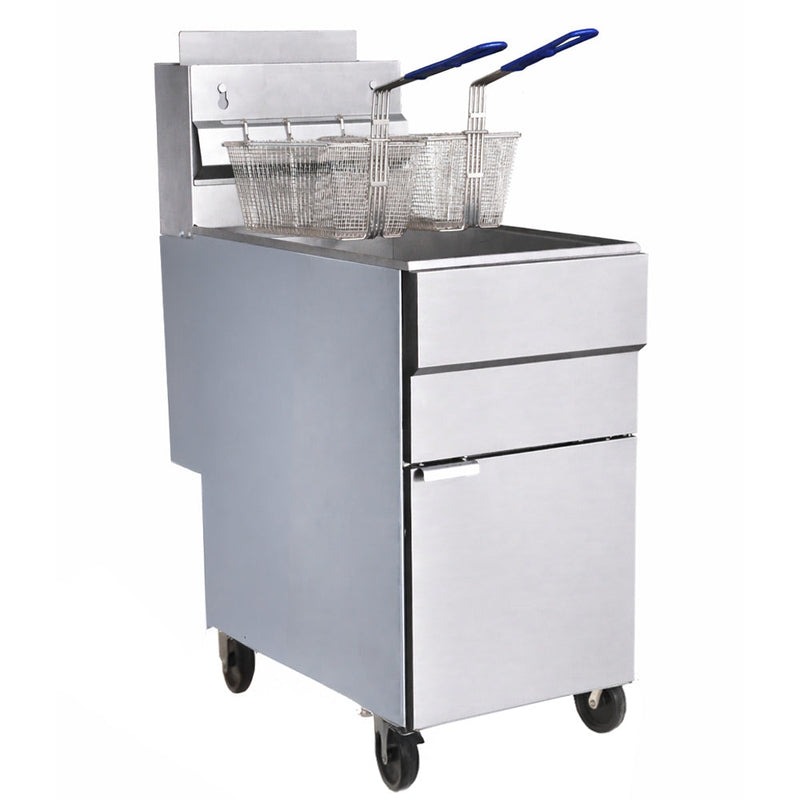 Prepline ENFF400N 50 lb Natural Gas Commercial Floor Fryer - 120,000 BTU product image