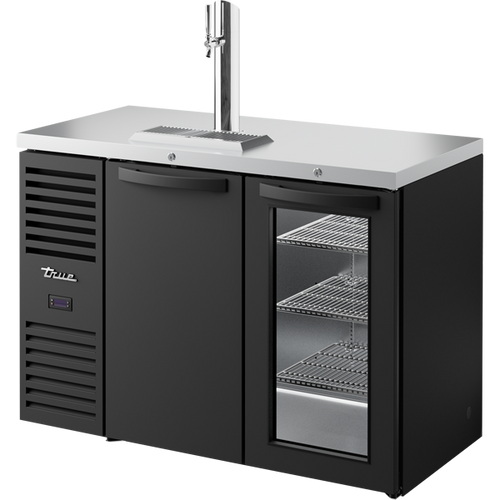 True TDR48-RISZ1-L-B-SG-1 Reach-In Single Zone Refrigerator with Left Side Refrigeration System. Black Exterior and Solid & Glass Swing Doors