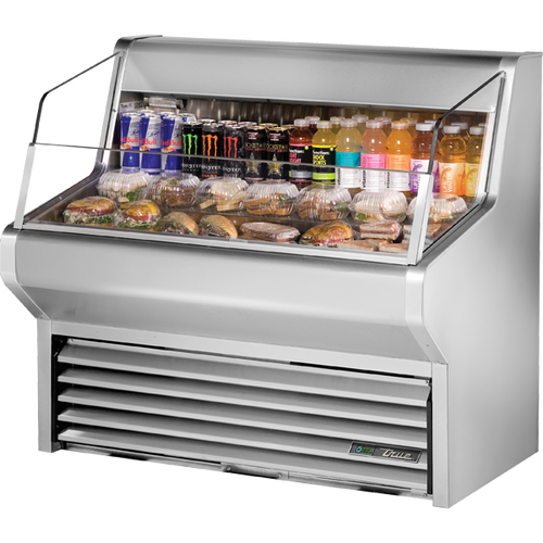 True THAC-48-S-HC-LD Horizontal Air Curtain Refrigerated Merchandiser with Stainless Exterior, Hydrocarbon Refrigerant & LED Lighting