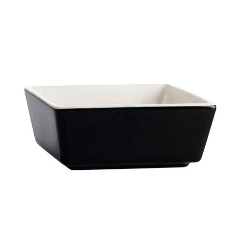 CAC Chinaware Fortune Square Bowl Black/White 5oz 3 1/2"