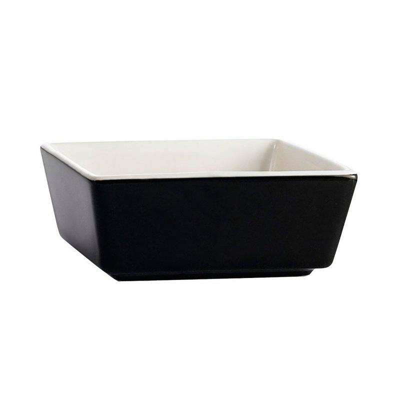 CAC Chinaware Fortune Square Bowl Black/White 5oz 3 1/2"
