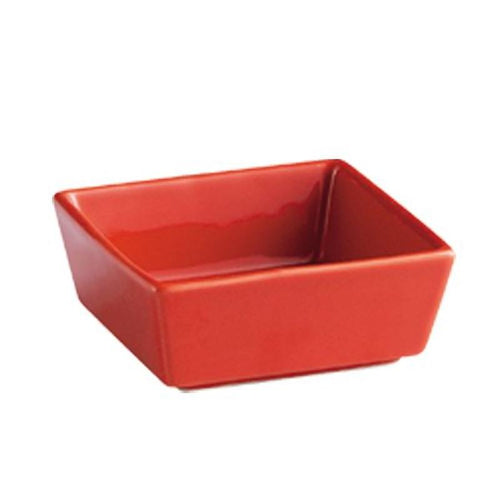 CAC Chinaware Fortune Square Bowl Red 5oz 3 1/2"