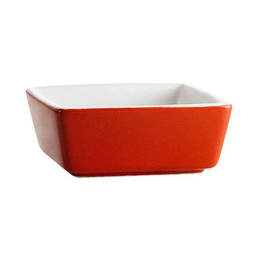 CAC Chinaware Fortune Square Bowl Red/White 5oz 3 1/2"