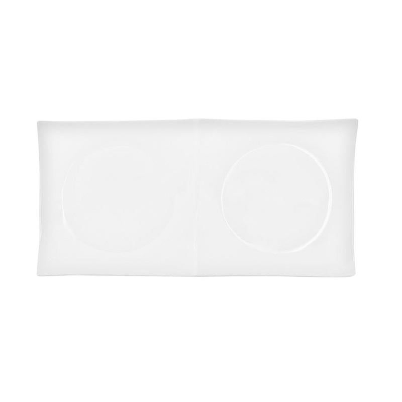 CAC Chinaware Fortune 2 Section Rect. Platter 11 1/2"