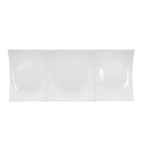 CAC Chinaware Fortune 3 Section Rect. Platter 11 1/2"