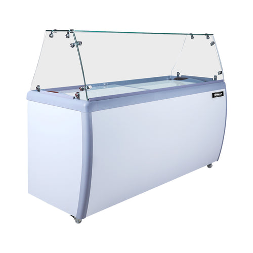 Omcan 39″ Tubs Capacity Ice Cream Dipping Freezer with Flat Sneeze Guard