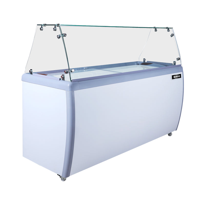 Omcan FR-CN-0260-S 39″ Tubs Capacity Ice Cream Dipping Freezer with Flat Sneeze Guard