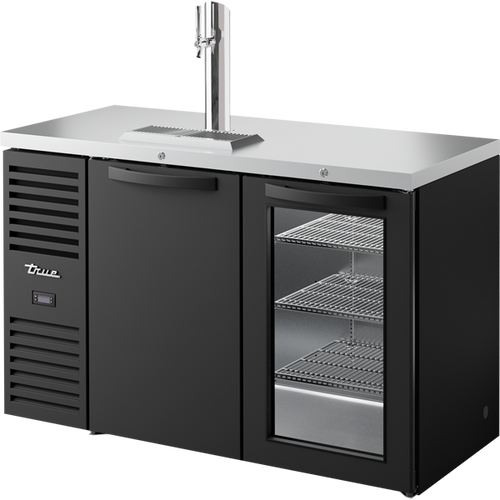 True TDR52-RISZ1-L-B-SG-1 Reach-In Single Zone Refrigerator with Left Side Refrigeration System. Black Exterior and Solid & Glass Swing Doors