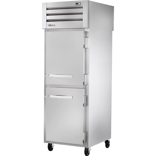 True STA1RPT-2HS-1G-HC Pass-Thru Solid Half Front/Glass Rear Swing Doors Refrigerator