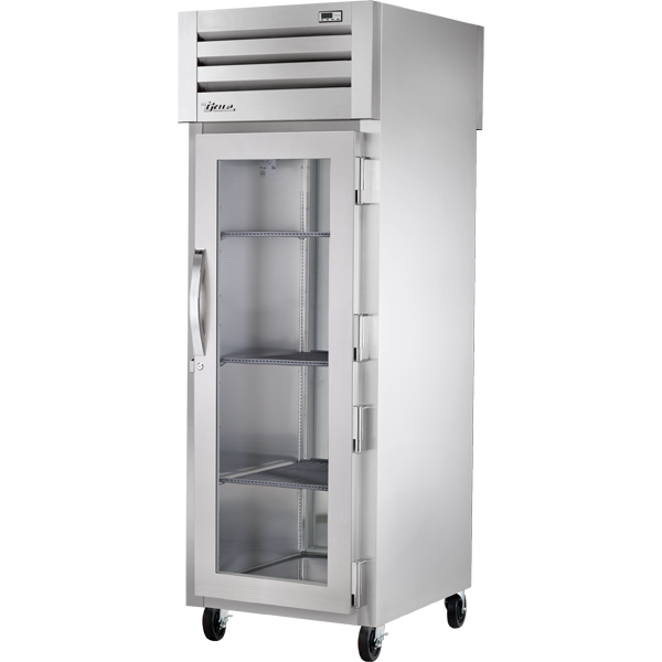 True STR1HPT-1G-1S Pass-Thru Glass Front/Solid Rear Swing Doors Heated Cabinet