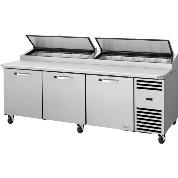 True TPP-AT2-93-HC~SPEC3 Solid Door Pizza Prep Table with Angled Top Version 2 and Hydrocarbon Refrigerant~Spec Package 3