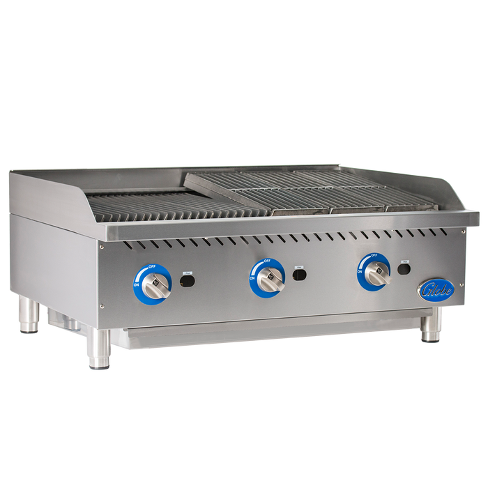 Globe GCB36G-CR Gas Countertop Cast Iron Radiant 36" Charbroiler