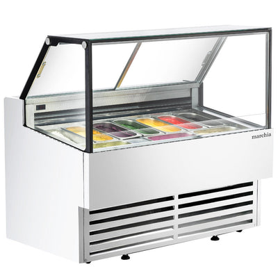 Marchia GIC-10-ST 10-pan flat glass gelato display freezer