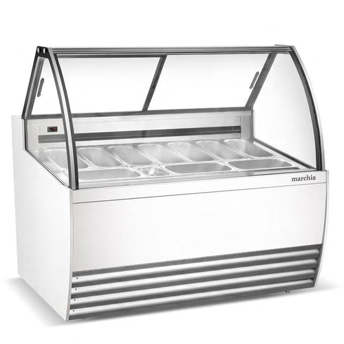 Marchia GIC-10 10-pan curved glass gelato display freezer