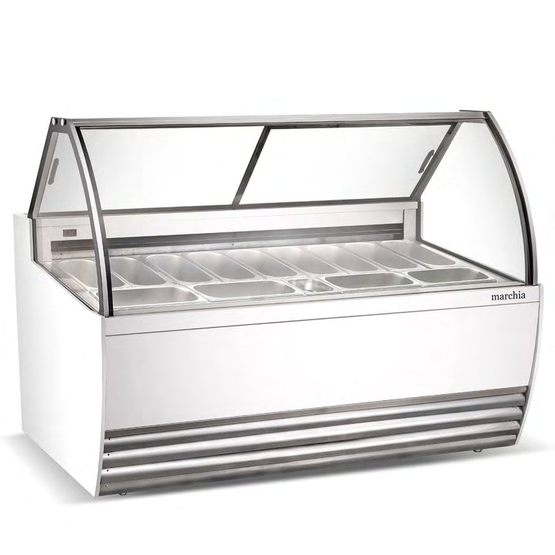 Marchia GIC-13 13-pan curved glass gelato display freezer