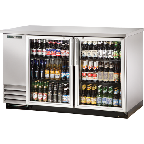 True TBB-2G-S-HC-LD Glass Swing Door Stainless Steel Back Bar Cooler with LED Lighting & Hydrocarbon Refrigerant