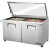 True TSSU-60-24M-B-ST-FGLID-HC Mega-Top Solid Door Sandwich/Salad Unit with Flat Glass Lid & Hydrocarbon Refrigerant