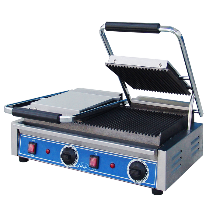 Globe GPGDUE10 Double Grooved Plate Electric Sandwich Grill