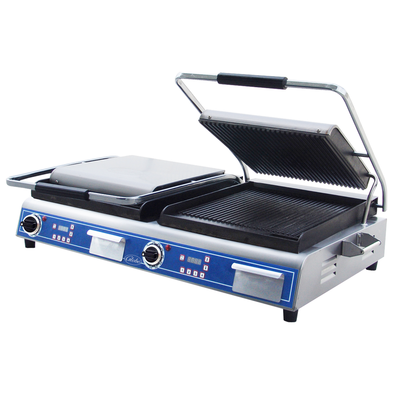 Globe GPGDUE14D Deluxe 14" Grooved Plate Electric Sandwich Grill