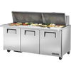 True TSSU-72-30M-B-ST-HC Mega-Top Solid Door Sandwich/Salad Unit with Hydrocarbon Refrigerant