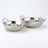 Hand-hammered stainless steel kadai bowl with dual handles