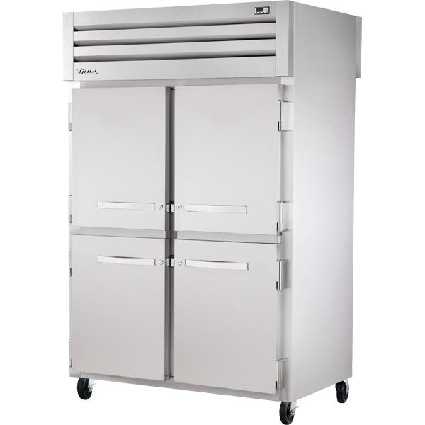 True STR2RPT-4HS-2G-HC Pass-Thru Solid Half Front/Glass Rear Swing Doors Refrigerator