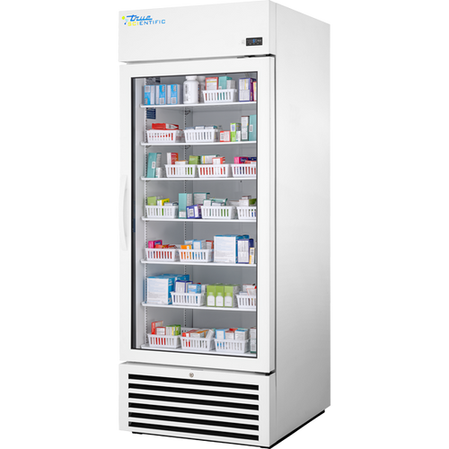 True TSCI-550PR-SWG-R-WW-1A True Scientific – 550 Capacity in Liters • Pharmacy Unit • Refrigerator – Swing Glass Door – Right Door Hinge – White Exterior • White Interior – 115 Voltage • Revision A