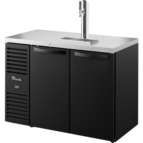 True TDR48-RISZ1-L-B-SS-1 Reach-In Single Zone Refrigerator with Left Side Refrigeration System. Black Exterior and Solid Swing Doors