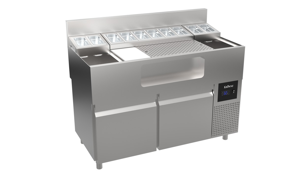 Krowne Alchemy Series The Forty-Eight Lab – 48″ Stainless Steel Bar Station with Refrigeration Base