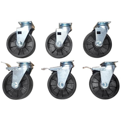 Imperial 10-39949 set of six swivel plate casters, three with brakes