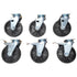 Imperial 10-39949 set of six swivel plate casters, three with brakes
