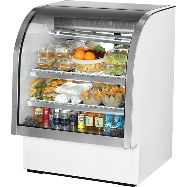 True TCGG-36-HC-LD Curved Glass Refrigerated Deli Case