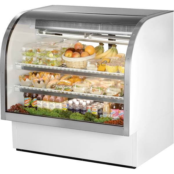 True TCGG-48-HC-LD Curved Glass Refrigerated Deli Case