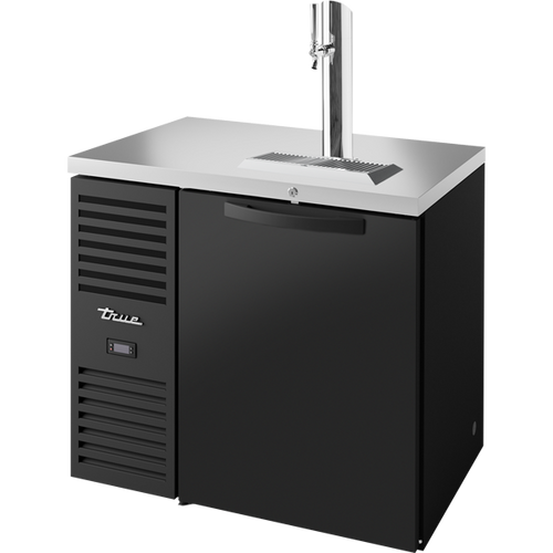 True TDR36-RISZ1-L-B-S-1 Reach-In Single Zone Refrigerator with Left Side Refrigeration System. Black Exterior and Solid Swing Doors