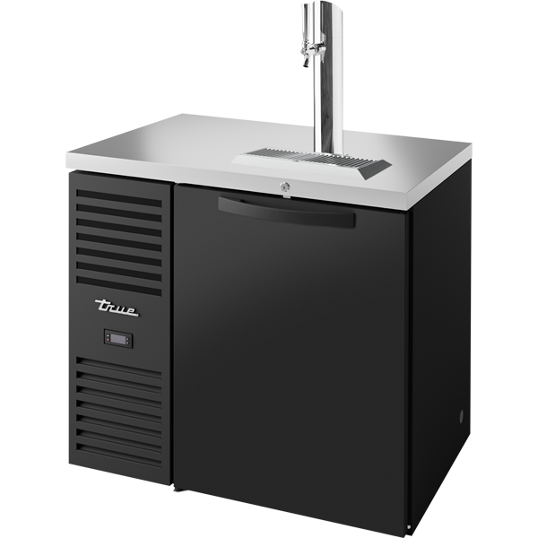 True TDR36-RISZ1-L-B-S-1 Reach-In Single Zone Refrigerator with Left Side Refrigeration System. Black Exterior and Solid Swing Doors