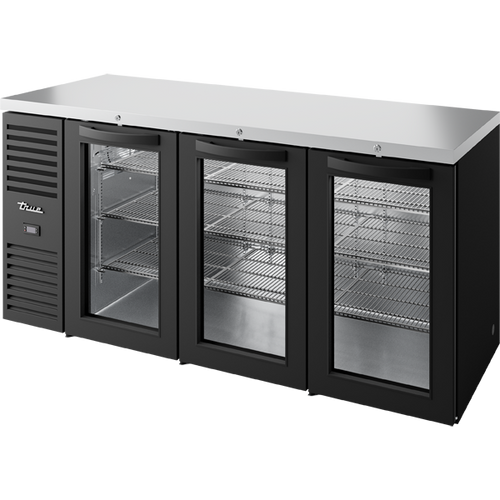 True TBR84-RISZ1-L-B-GGG-1 Reach-In Single Zone Refrigerator with Left Side Refrigeration System. Black Exterior and Glass Swing Doors