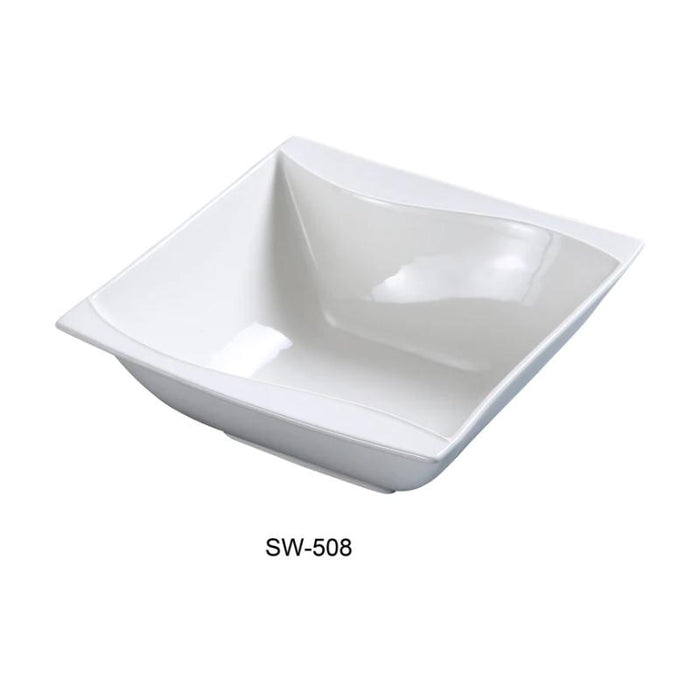 Yanco SW-508 Sea Wave 8.5″ Noodle Bowl, Square, 35-oz, China, Bone White (2Dz)