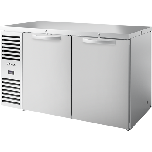 True TBR60-PTSZ1-L-S-SS-SS-1 Stainless steel Self-cleaning RCU technology White LED interior lighting NSF/ANSI standard 7 compliant for open food product UL Rated for outdoor use Three (3) interior access ports Field reversible doors