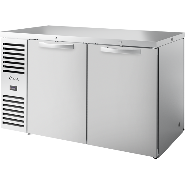 True TBR60-PTSZ1-L-S-SS-SS-1 Stainless steel Self-cleaning RCU technology White LED interior lighting NSF/ANSI standard 7 compliant for open food product UL Rated for outdoor use Three (3) interior access ports Field reversible doors
