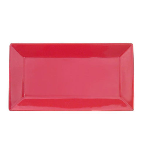 CAC Chinaware Color Arts Rect. Platter Red 13"