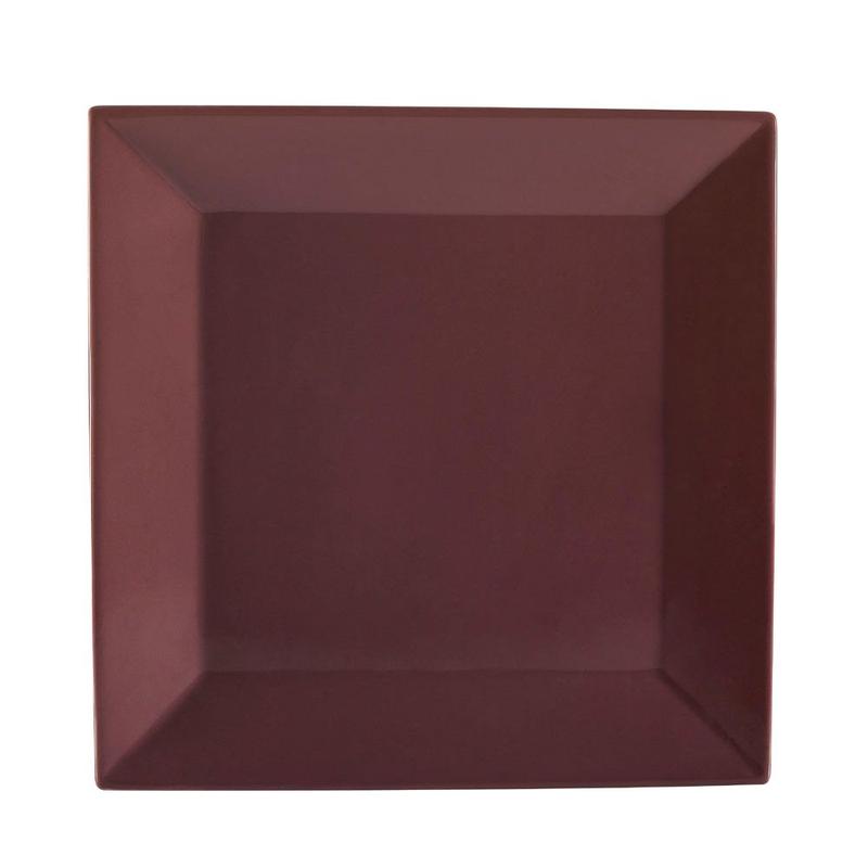 CAC Chinaware Color Arts Square Plate Plum 10"