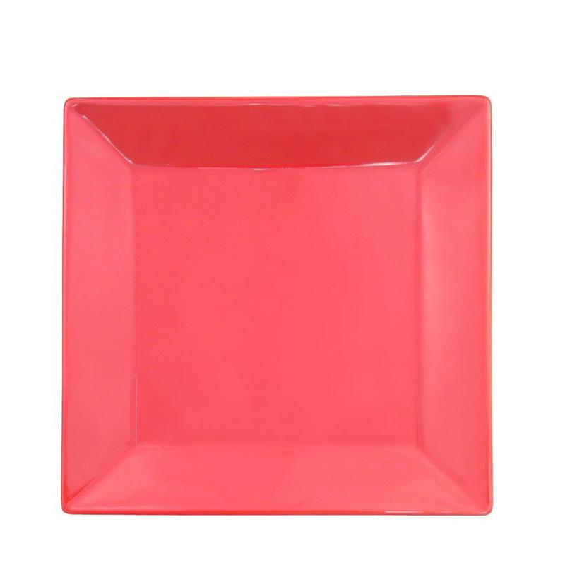 CAC Chinaware Color Arts Square Plate Red 12"