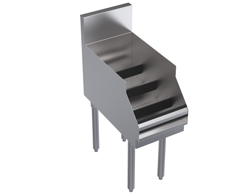 Krowne KR24-12RD Royal Series 12"L x 24"D 4-Step Raised Underbar Liquor Display, 12-Bottle Capacity, Stainless Steel