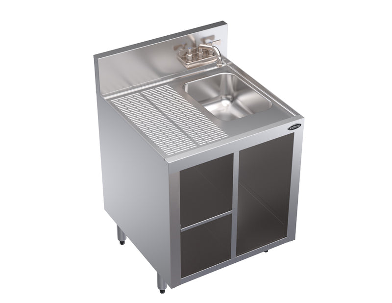 Krowne KR24-24SC Royal Series 24"L x 24"D Glass Storage Cabinet with Right Side Sink