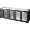True TBR108-RISZ1-L-B-GGGG-1 Reach-In Single Zone Refrigerator with Left Side Refrigeration System. Stainless Exterior and Glass Swing Doors