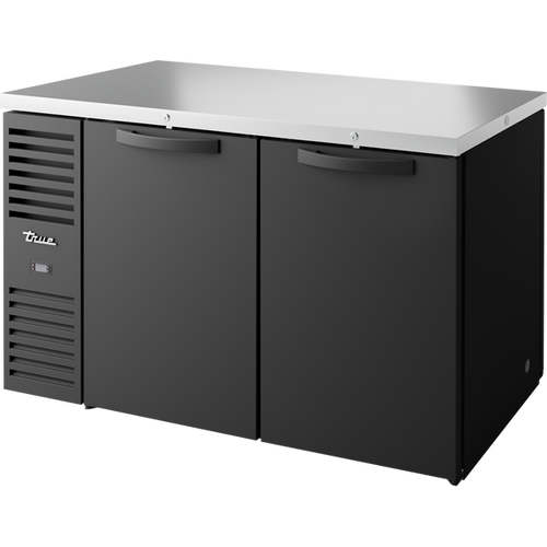 True TBR60-PTSZ1-L-B-SS-SS-1 Pass-Thru Single Zone Refrigerator with Left Side Refrigeration System. Black Exterior and Solid Swing Doors
