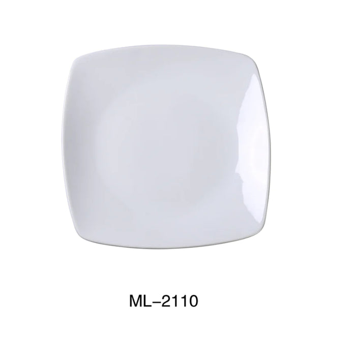 Yanco ML-2110 10 1/2" X 1 1/4" Square Plate With Rounded Corner, Super White, High Quality Porcelain, Pack of 12 (1 Dz)