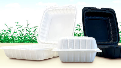 Empress Disposable Takeout Black Box Microwaveable Mineral-Filled Plastic Hinged