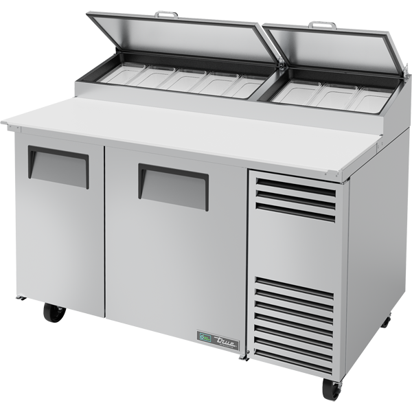 True TPP-AT-60-HC Solid Door Pizza Prep Table with Angled Top and Hydrocarbon Refrigerant